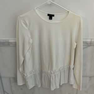Halogen Ruffle Hem Long Sleeve Shirt